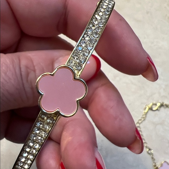 Gold and Pink Flower Bracelet Set - Picture 7 of 9